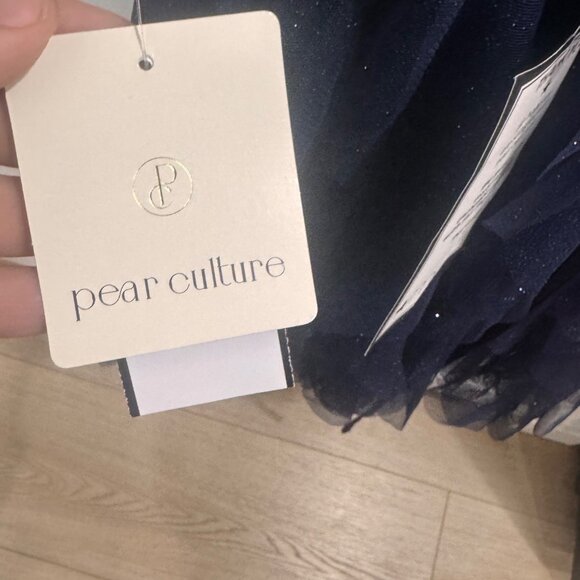 Pear Culture Navy Blue Beaded Tulle Mini Dress Size 0 with Ruffled Skirt & Adjus - Picture 6 of 8